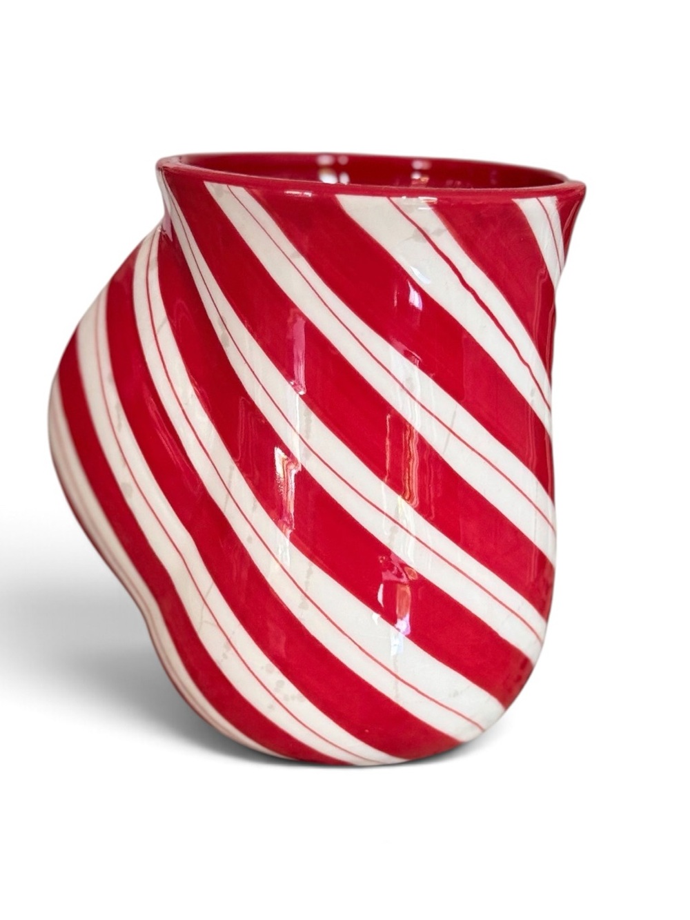 DEI Candy Cane Striped Ceramic Hand Warmer Mug